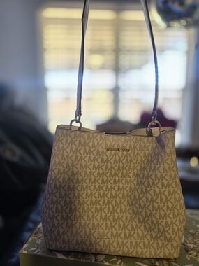 Michael Kors Tan MK Logo Shoulder Tote